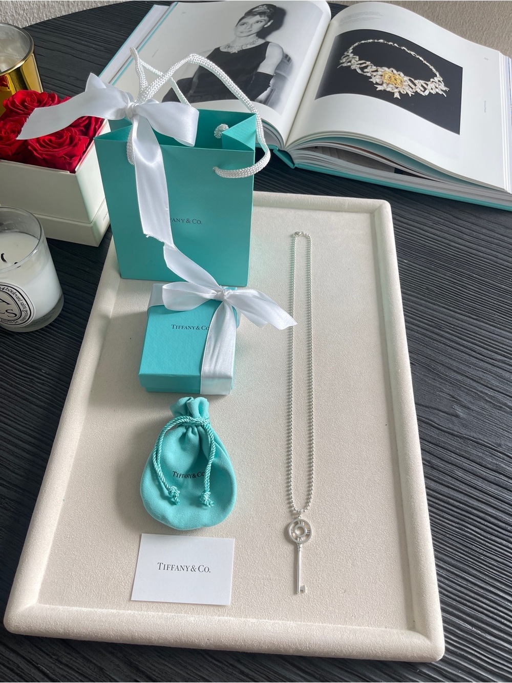 Tiffany & Co. Atlas Key Pendant Necklace Sterling Silver 24” Giftable Condition